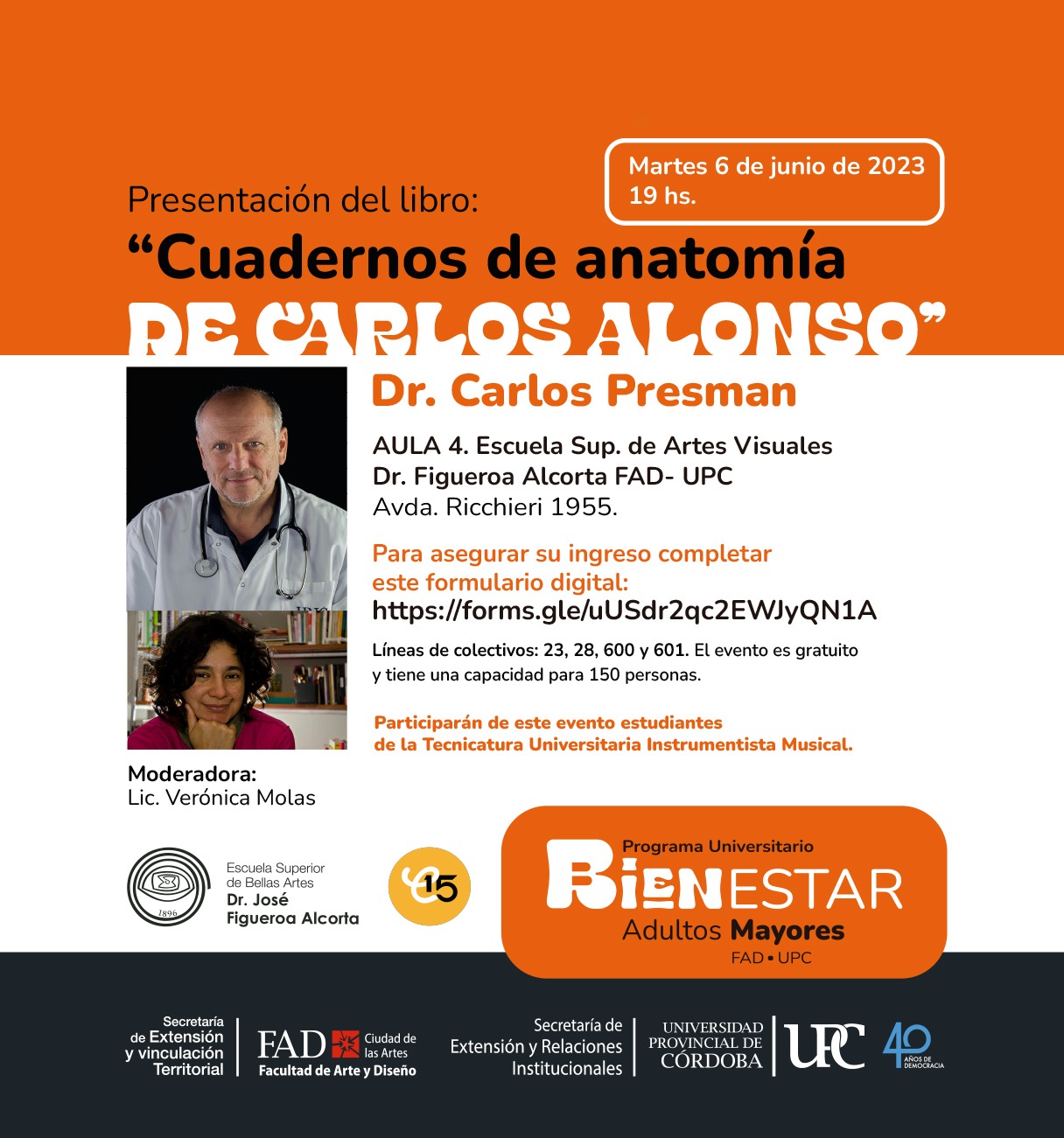 Presentación del libro «Cuadernos de anatomía de Carlos Alonso», de Carlos Presman, en la Universidad Provincial de Córdoba