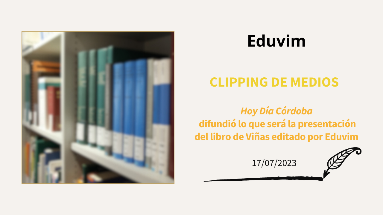 Hoy Día Córdoba difundió lo que será la presentación del libro de Viñas editado por Eduvim