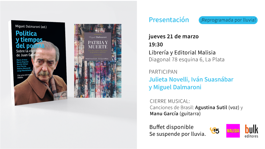 Presentación del libro “Política y tiempos del poema”