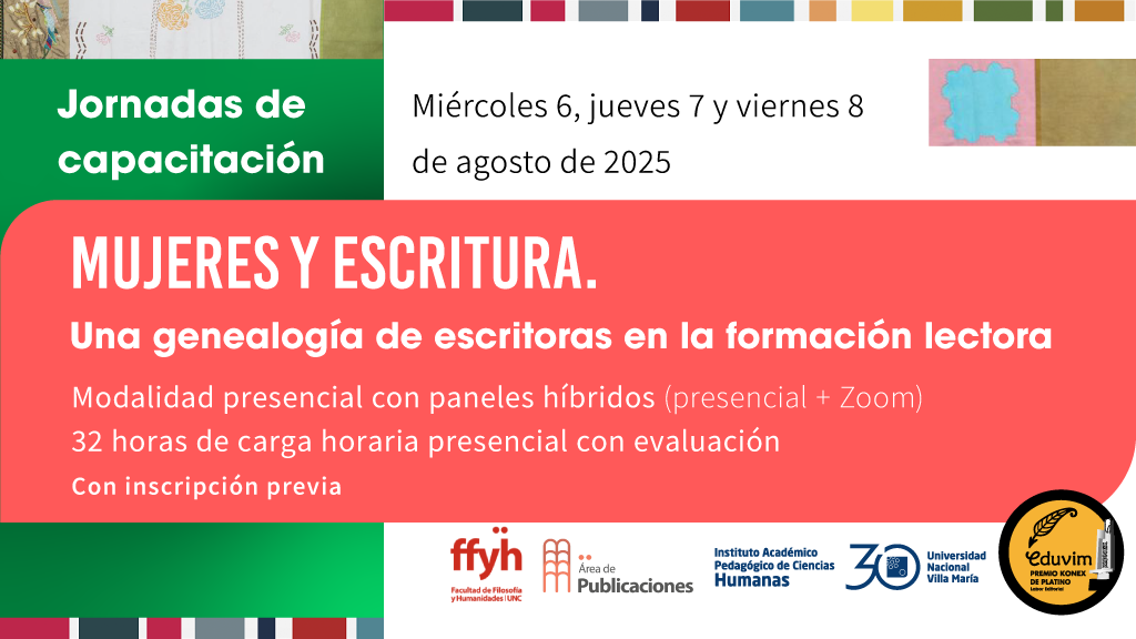 Eduvim invita a participar de las jornadas “Mujeres y escritura. Una genealogía de escritoras en la formación lectora”
