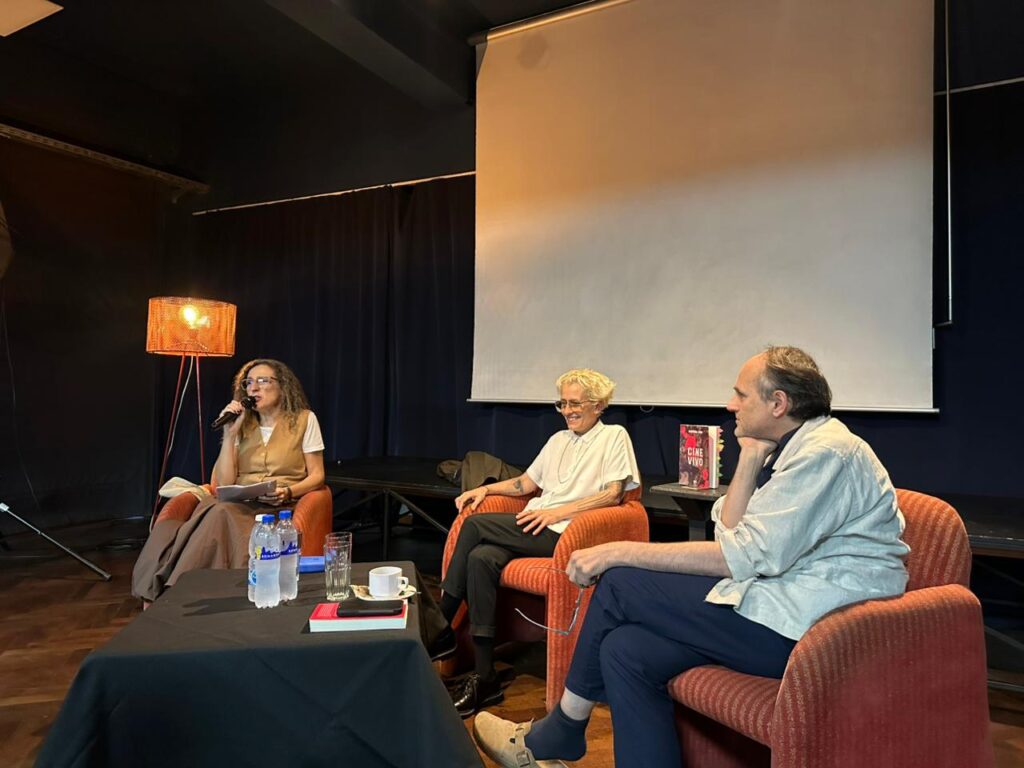 Maria Soledad Boero, Albertina Carri y Roger Koza en la presentación de Cine vivo.